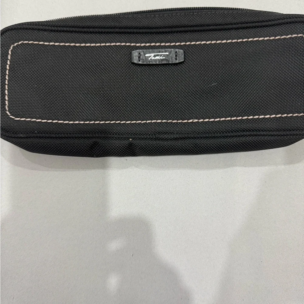 Tumi Travel Black Briefcase with Leather Finish and Metal Accents